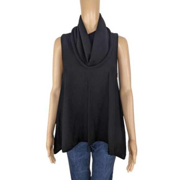 Alice + Olivia Black Sleeveless Wool and Cashmere Blend Cowl Neck Sweater S - Picture 1 of 8